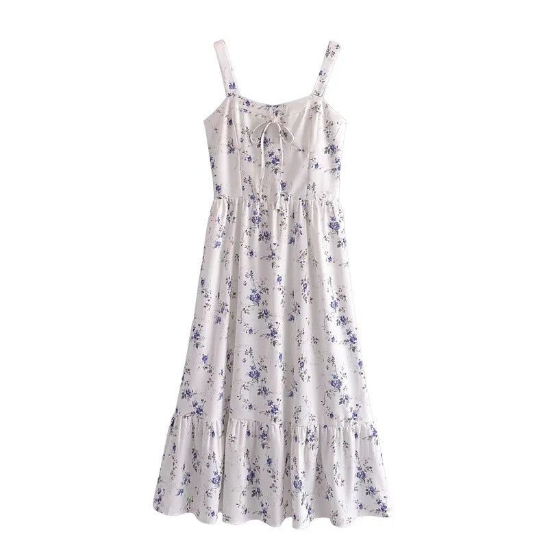 Women's Vintage Printed Suspender Dress