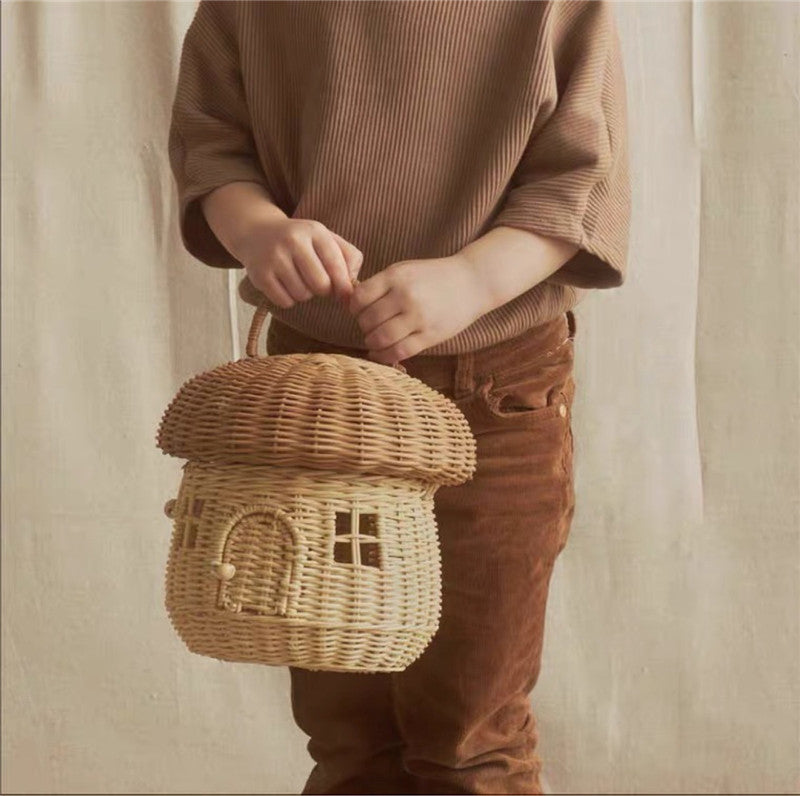 Mushroom Rattan Weave Bag Small Basket