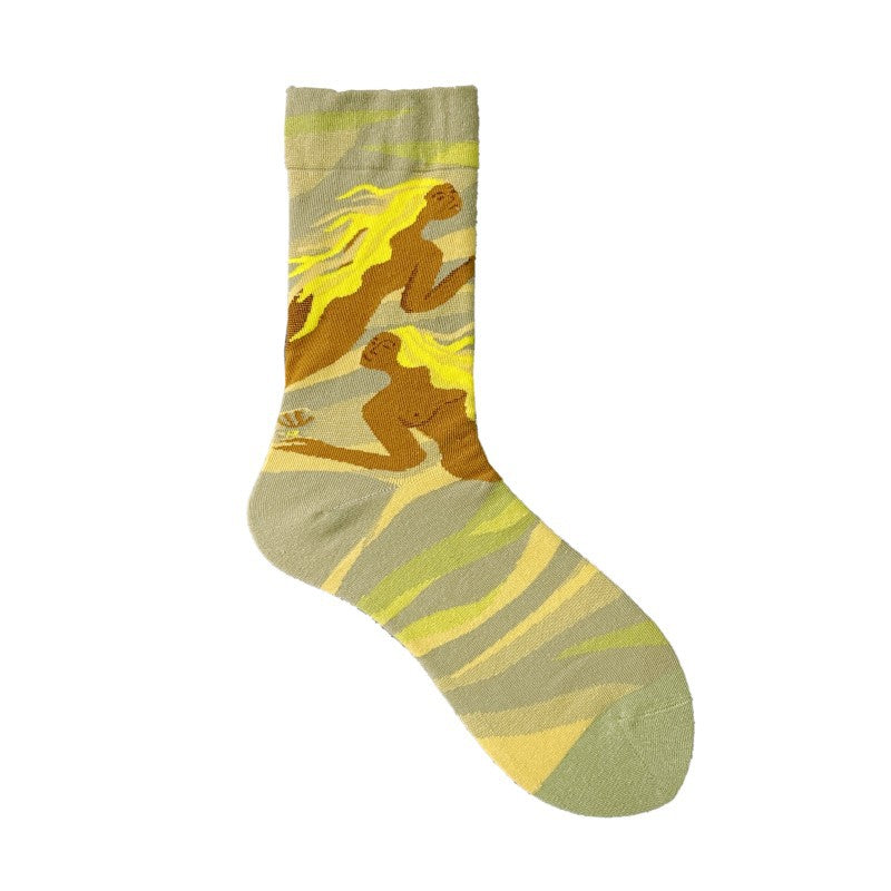 Literary Retro Oil Painting Portrait Personality In Tube Socks