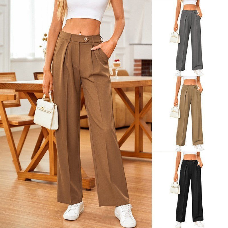 Women's Casual Loose Wide Leg Straight Suit Pants