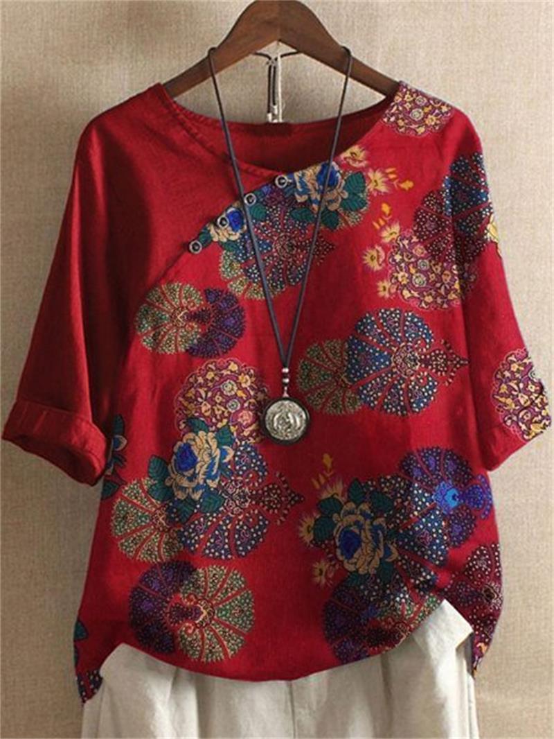 Short Sleeve Button Down Floral Blouse