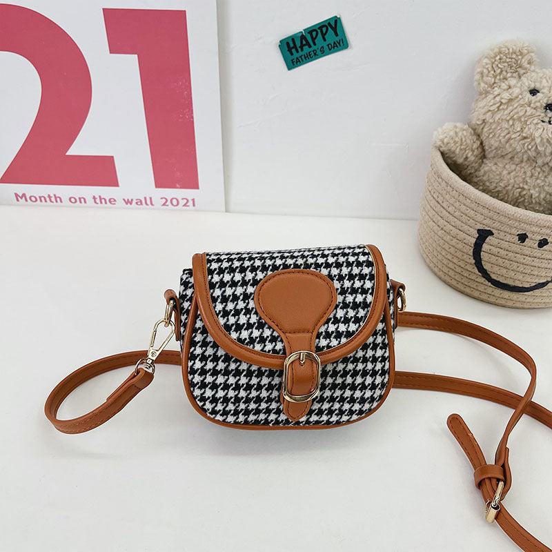 Small Woolen Plaid College Style Crossbody Bag