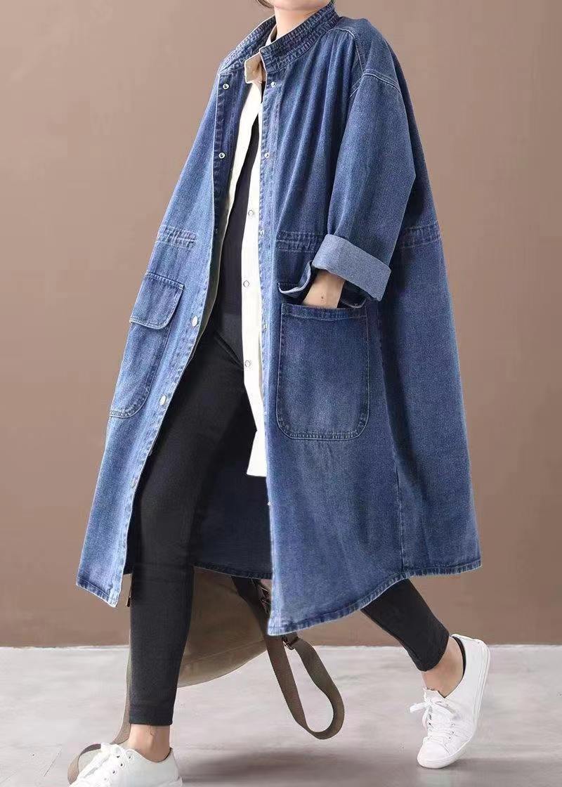 Fashionable Versatile Slimming Denim Shirt Dress Vintage Single-breasted Coat