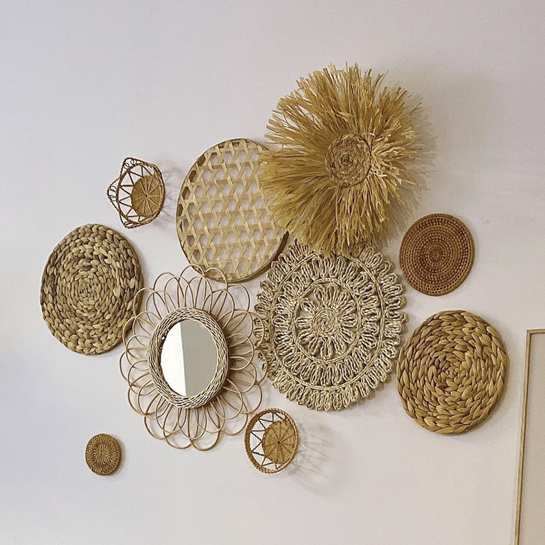 Nordic Ins Mori Style Straw Hay Rattan Wall Decoration Pendant Original Handmade Wall Hanging