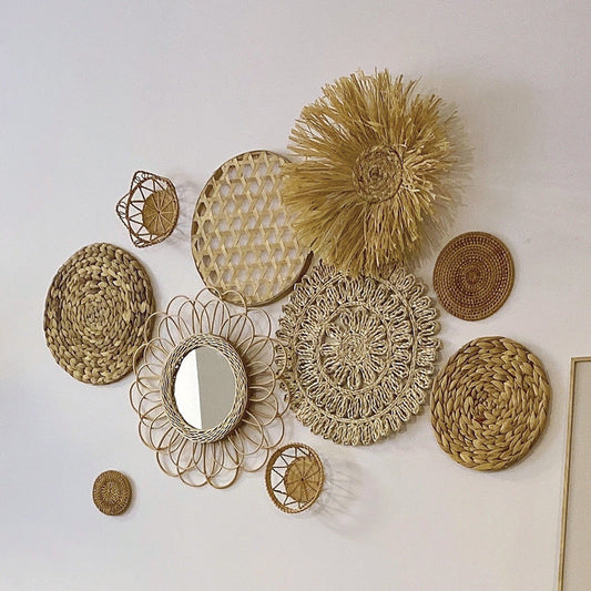 Nordic Ins Mori Style Straw Hay Rattan Wall Decoration Pendant Original Handmade Wall Hanging