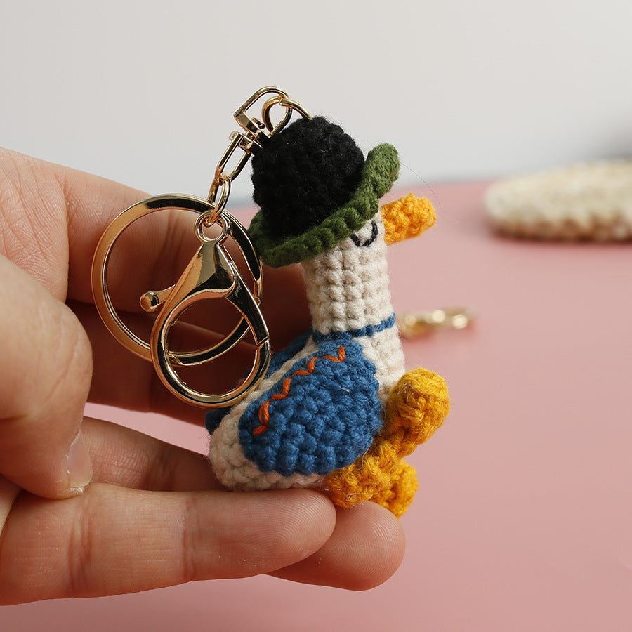 Hand-woven Forward Duck Little Doll Keychain