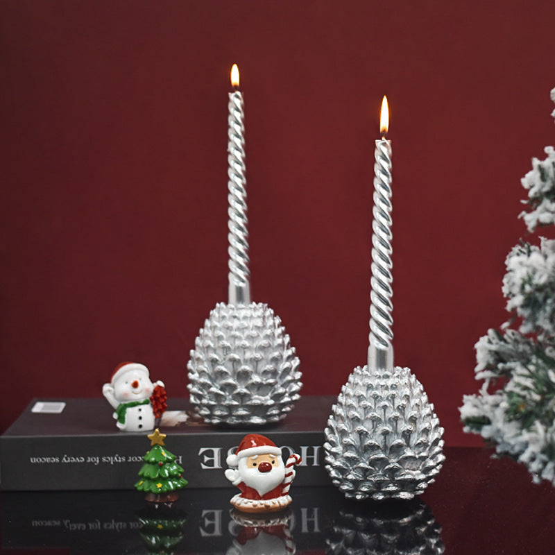 Christmas Pine Cone Candelabrum Resin Decorations