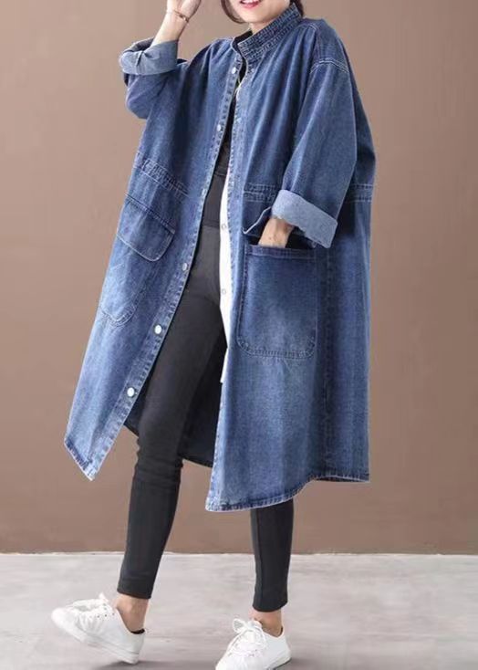 Fashionable Versatile Slimming Denim Shirt Dress Vintage Single-breasted Coat