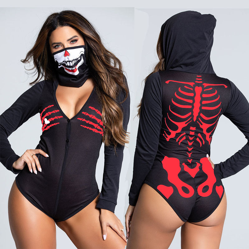 Halloween Hooded Sexy Suit Zombie Skeleton Suit