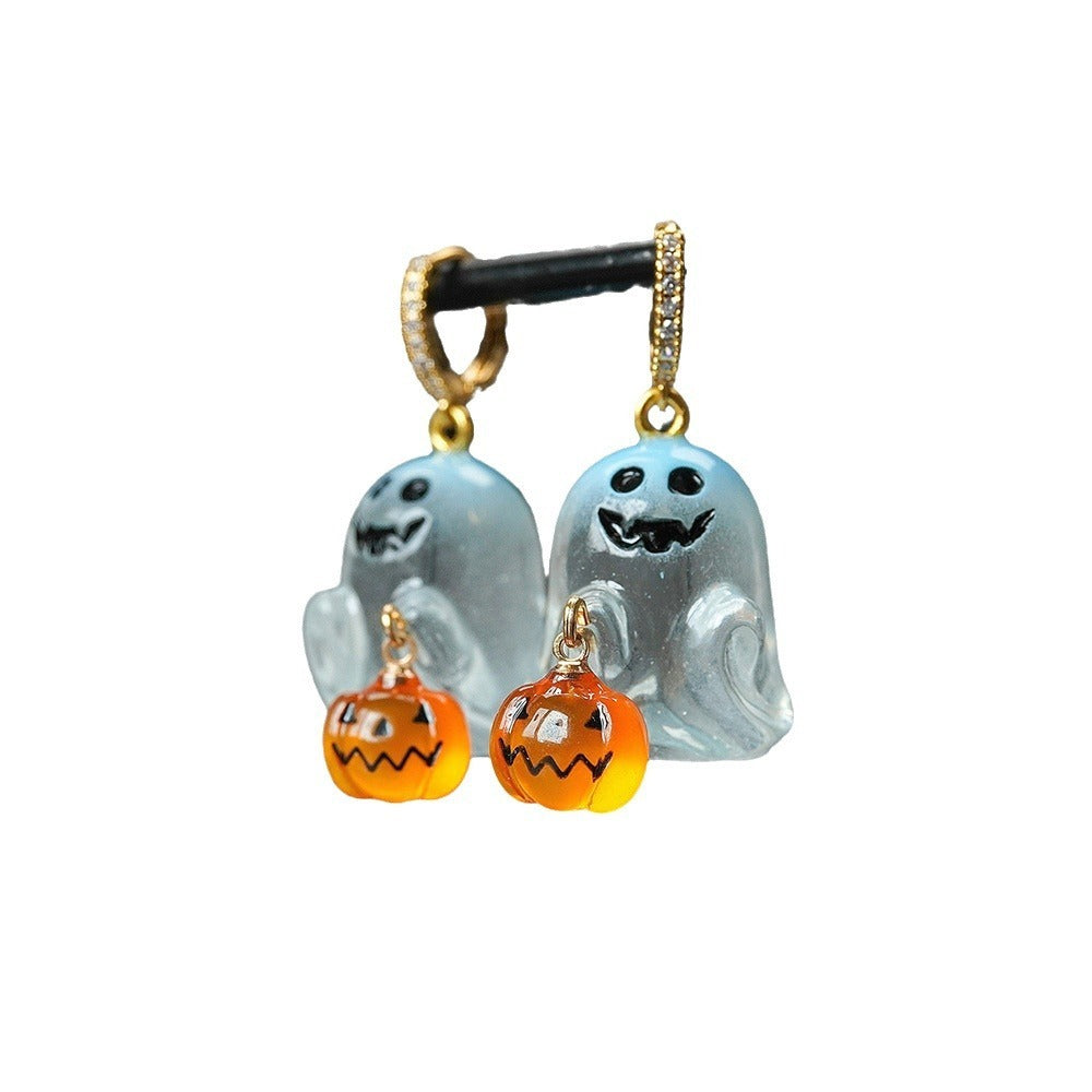 Halloween Stainless Steel Ghost Pumpkin Earrings