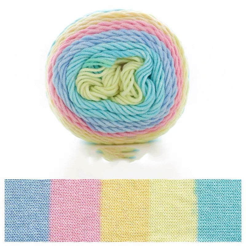 5 Strands Dyed Rainbow Cotton Milk Cotton Hand-woven Scarf Pillow Gradient Color Wool