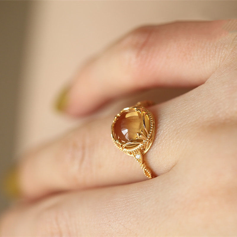 Zhaocai Nafu Topaz Glass Egg Face Ring