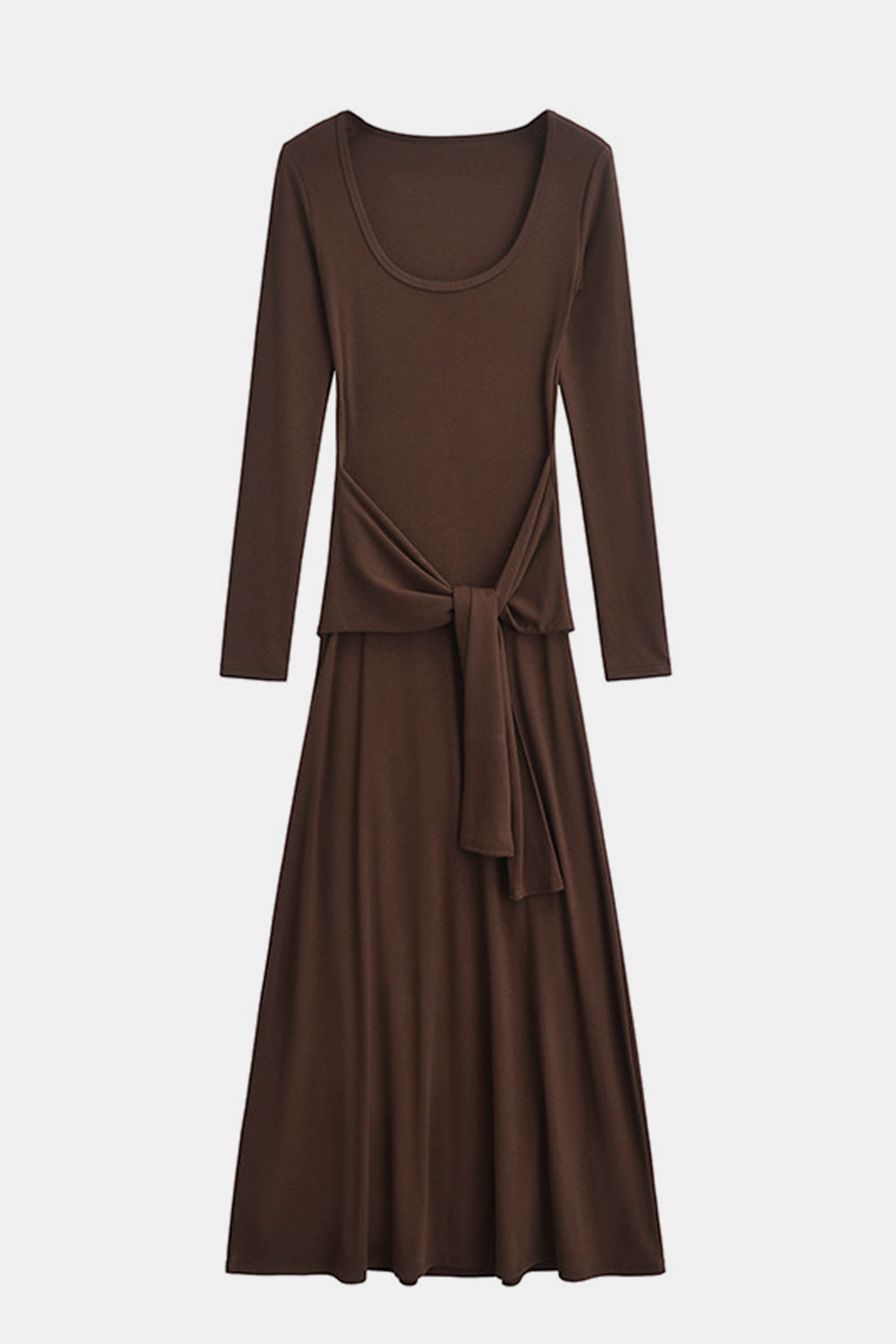 Basic Bae Tied Scoop Neck Long Sleeve Maxi Dress