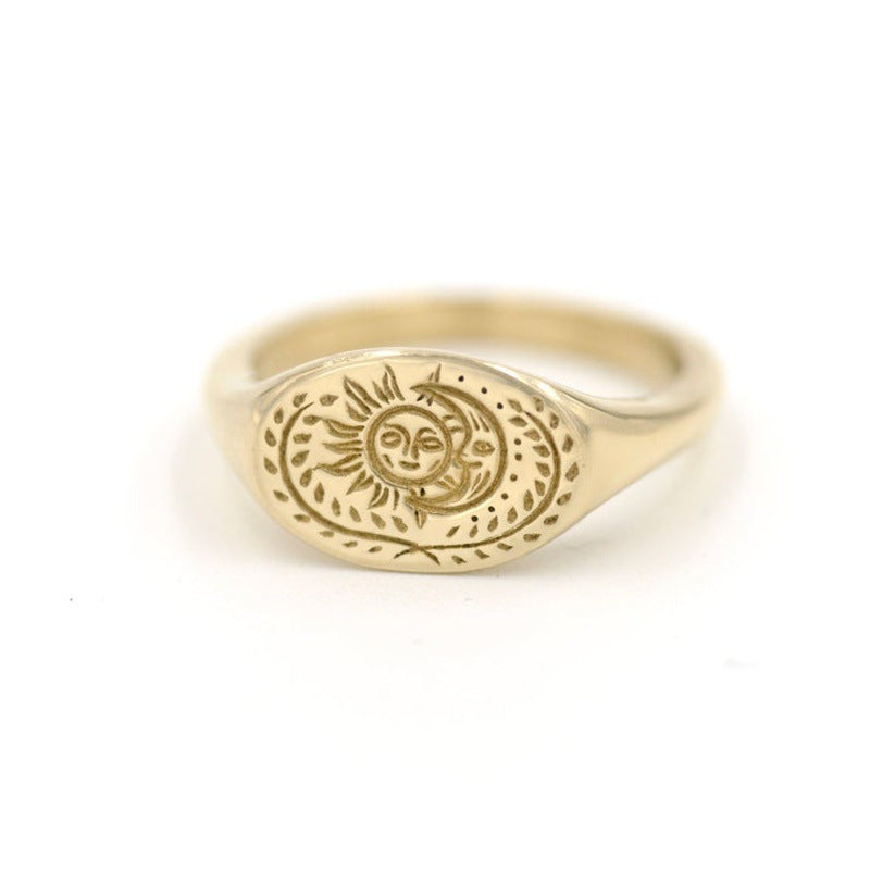 Fashion New Retro Sun And Moon Ring