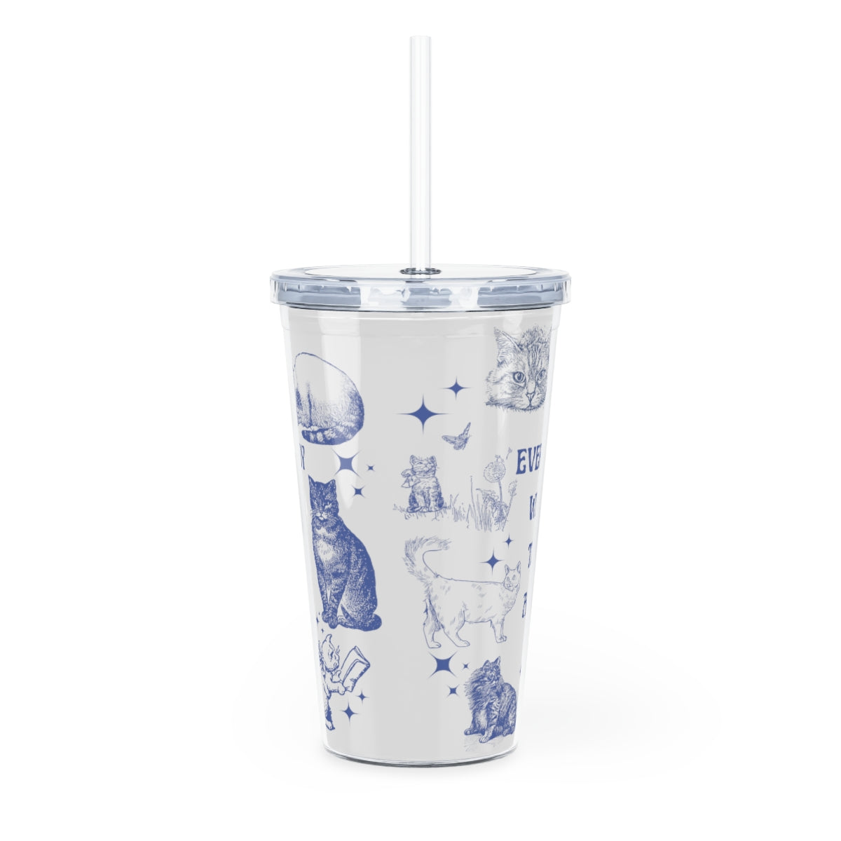 Everybody Wants To Be A Cat Plastic Tumbler with Straw, Aristocats Cute Disney Tumbler