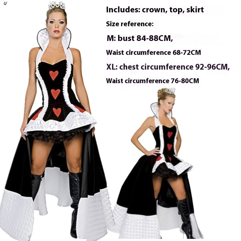 Game Uniform Robe Princess Queen of Hearts Outfit Halloween Cosplay Party Clothes