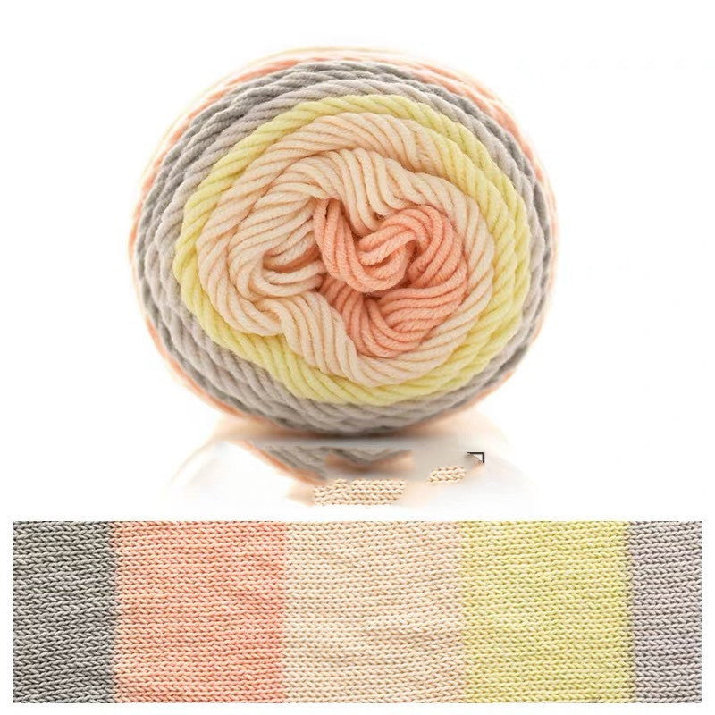 5 Strands Dyed Rainbow Cotton Milk Cotton Hand-woven Scarf Pillow Gradient Color Wool