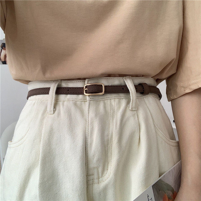 Retro Small Belt Female Black Simple Thin