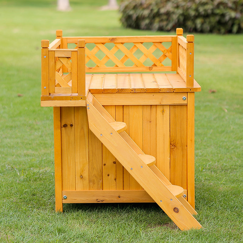 Solid Wood Removable And Washable Outdoor Two-layer Climbing Frame Dog Cat House