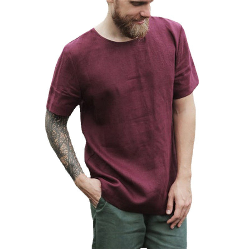 Men's Cotton And Linen T-shirt Short Sleeves