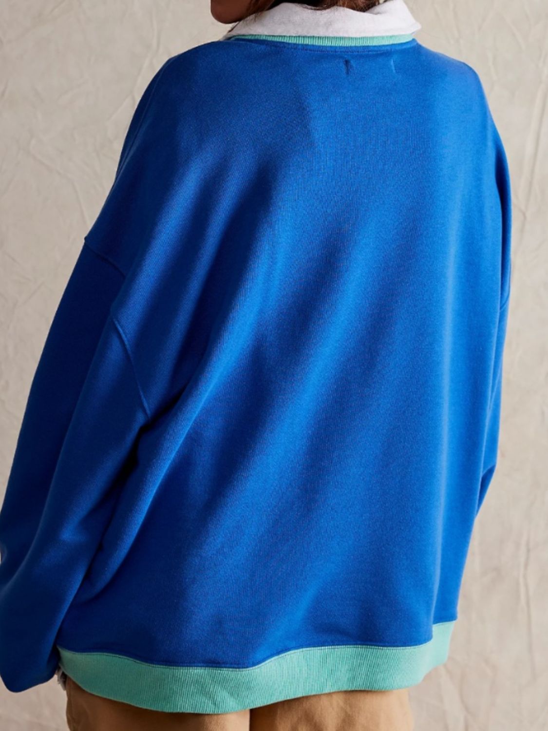 Contrast Trim Round Neck Long Sleeve Sweatshirt