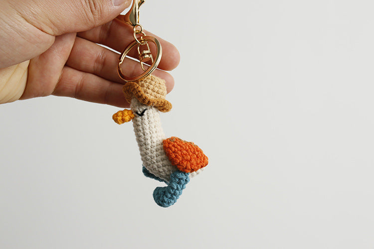 Hand-woven Forward Duck Little Doll Keychain