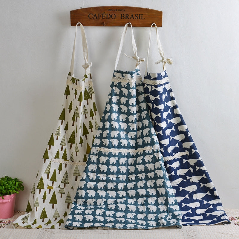 Triangular Tree Cotton And Linen Apron Polka Dots