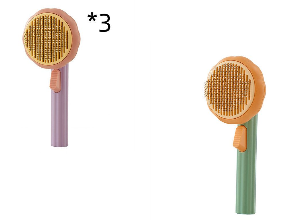 New Pet Cat Brush Hand-held Steel Wire Self-cleaning For Hair Removal