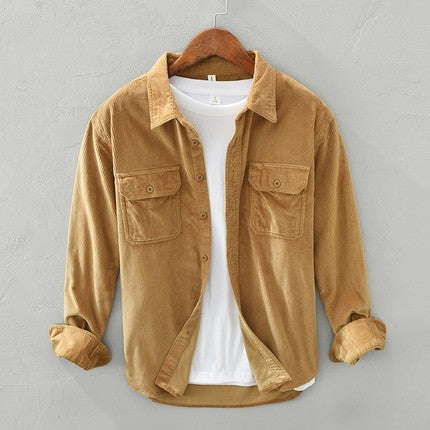 Long Sleeved Corduroy  Cotton Casual Men's Spring And Autumn Outer Wear Shirt