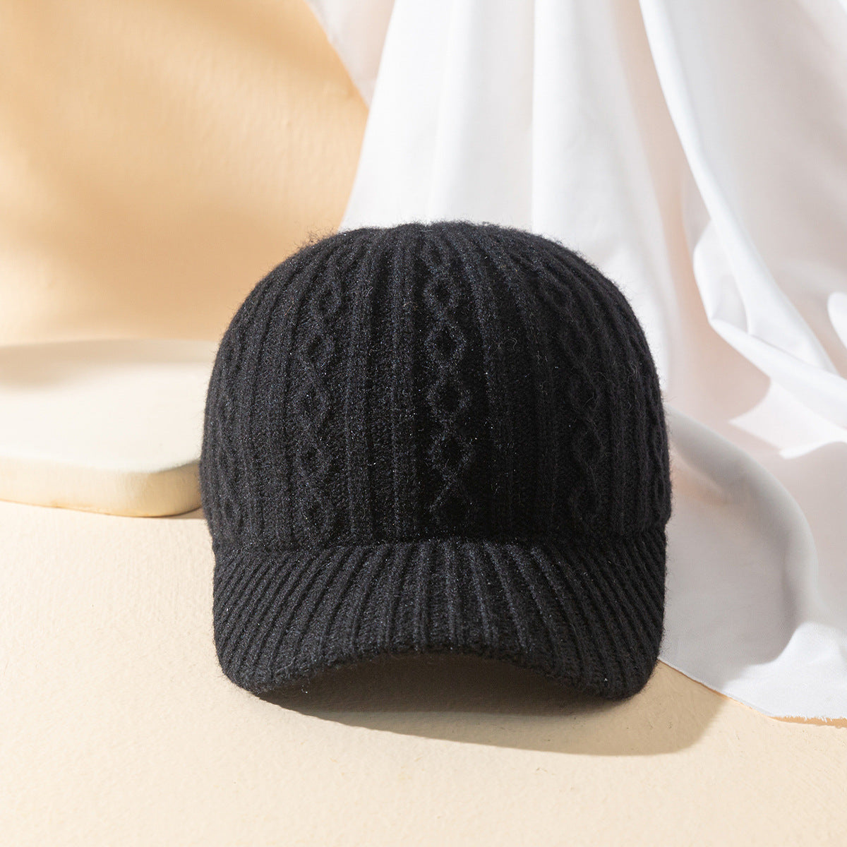 Women's Knitted Wool Keep Warm Solid Color Light Plate Peaked Cap