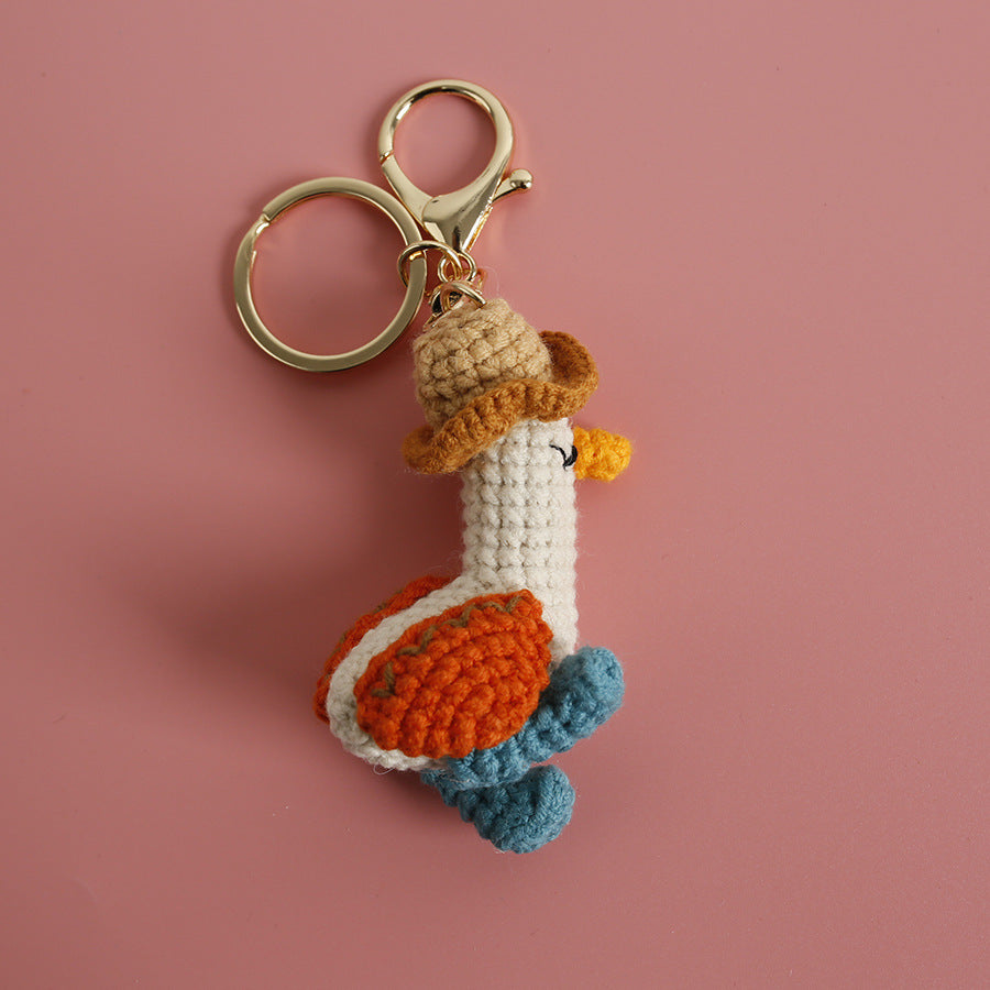 Hand-woven Forward Duck Little Doll Keychain