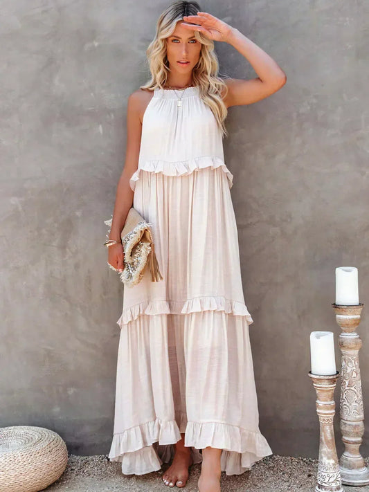 Halter Ruffle Maxi Dress