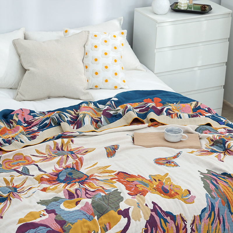 Household Colorful Floral Cotton Multi-layer Quilt