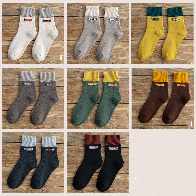 Medium Tube Socks Keep Warm In Winter Plus Velvet Thickened Long Tube