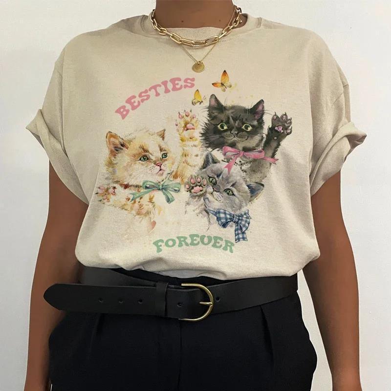 Cute Kitten Bsties Forever Women Graphic Tops Ops