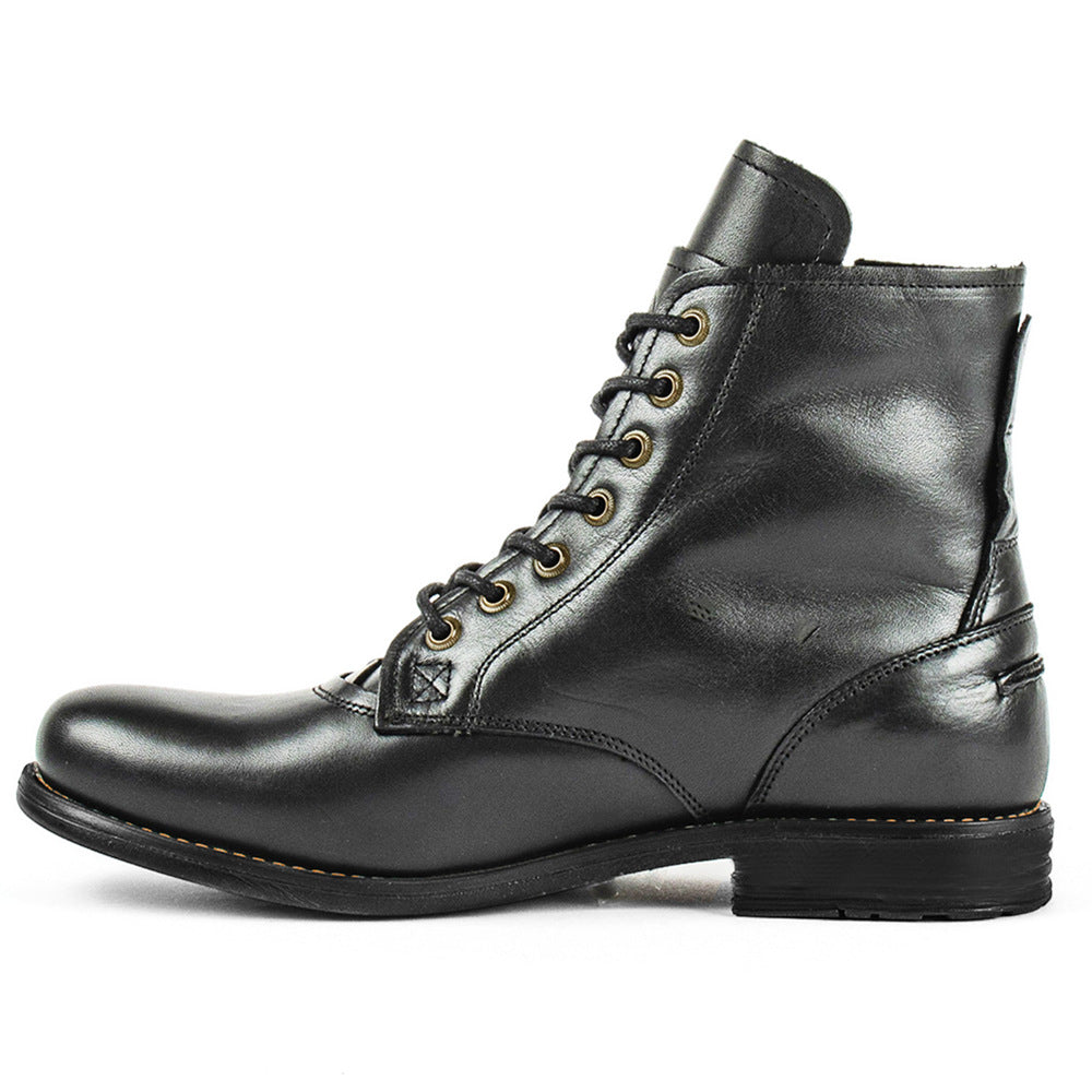 Men Retro Lace-up Martin Boot Round Toe Low Heel Shoes