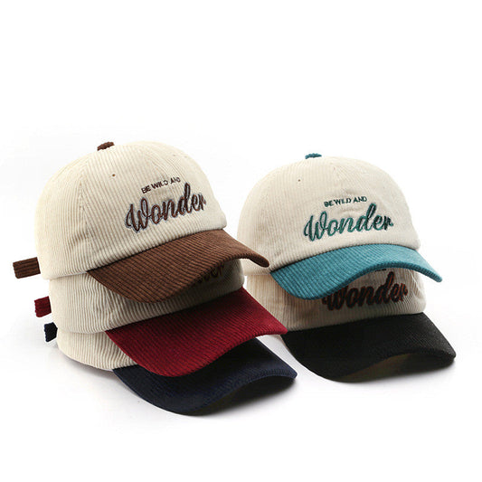 Retro Assorted Colors Letters Corduroy Peaked Hat