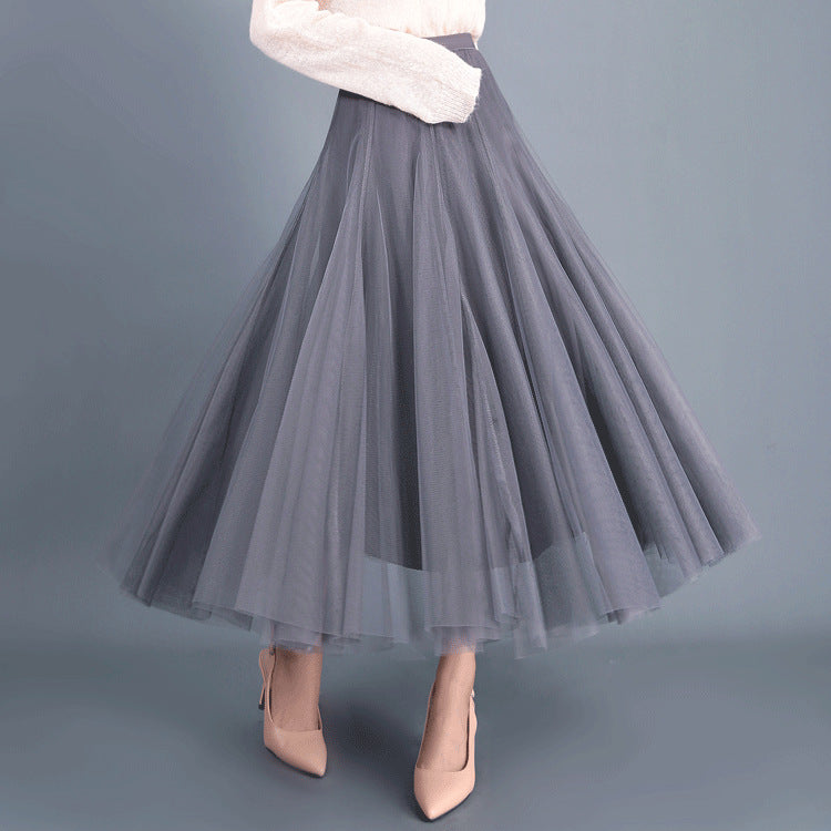 Spring Swing Puffy Ankle-length Skirt High Waist Slim Fit Fairy Skirt