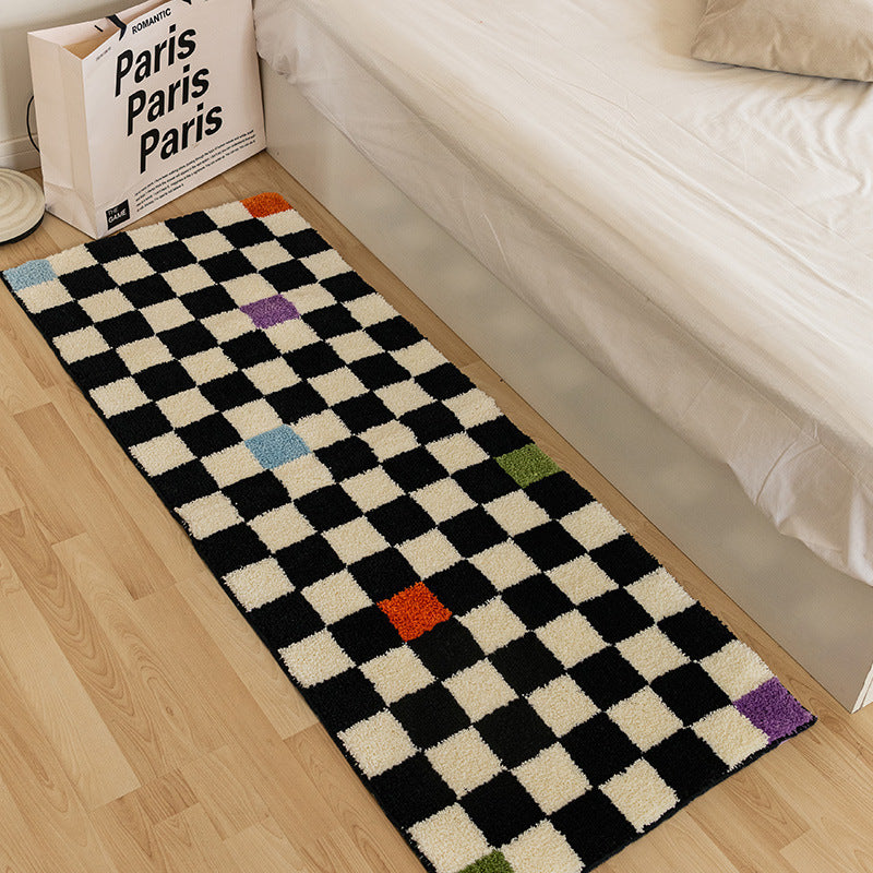 Vintage Checkerboard Bedroom Bedside Rug