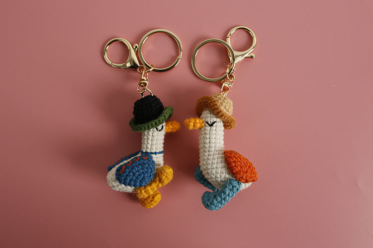 Hand-woven Forward Duck Little Doll Keychain