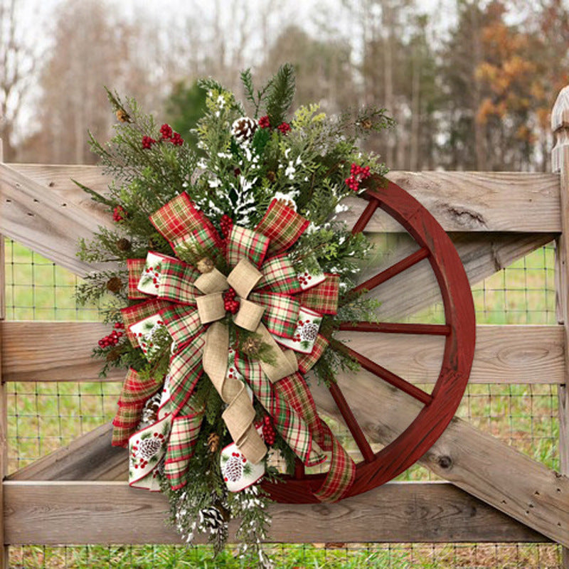 Christmas Decoration Door Hanging Wooden Roulette Wheel Wheel Garland