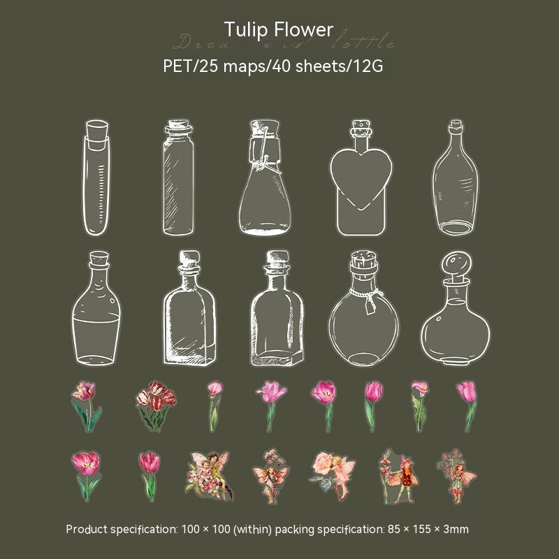 Transparent Bottle Flower Notebook Landscape Stickers