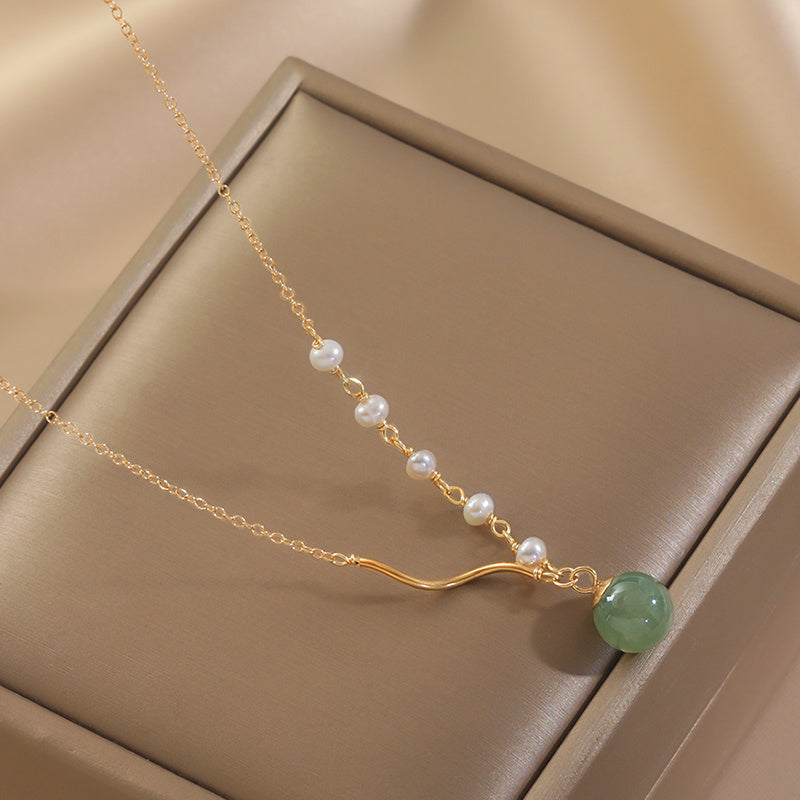 Quality Vintage Natural Hetian Jade Pearl Necklace