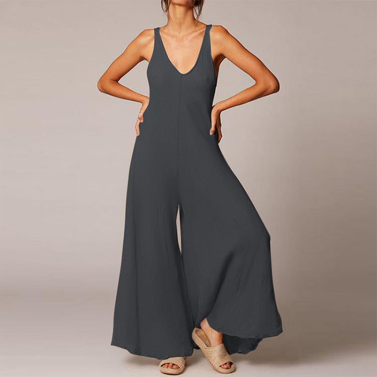 Temperament Women's Cotton Trousers Jumpsuit