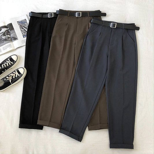 Women's Casual Suit Harem High Waist Pants With Belt