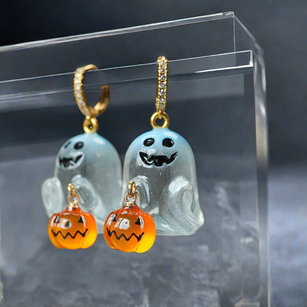 Halloween Stainless Steel Ghost Pumpkin Earrings