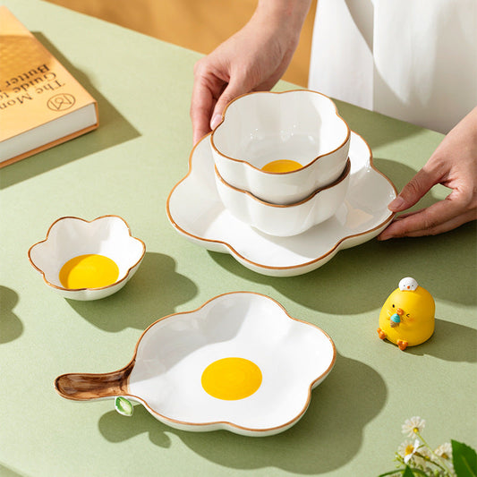 Simple SUNFLOWER Ceramic Poached Egg Household Creative Tableware