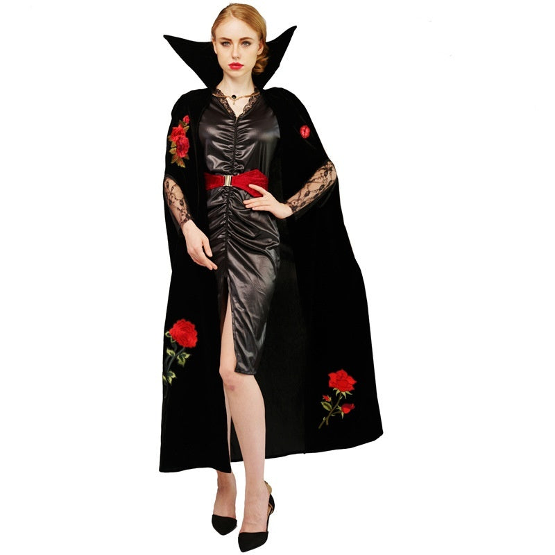 Couple's Halloween Rose Embroidery Vampire Stage Performance Party Costume