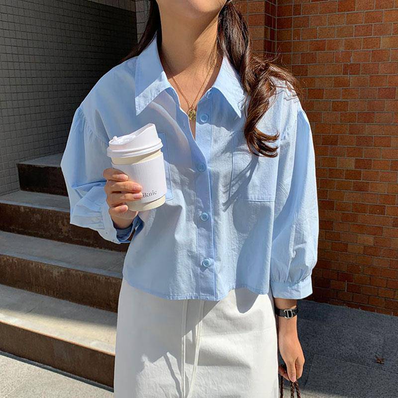 Women's Fashion Casual Single Breasted Lapel Loose Shirt