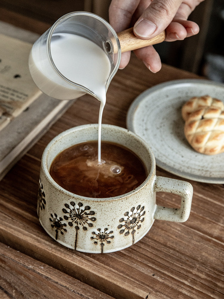 Coarse Pottery Coffee Mug And Plate Set